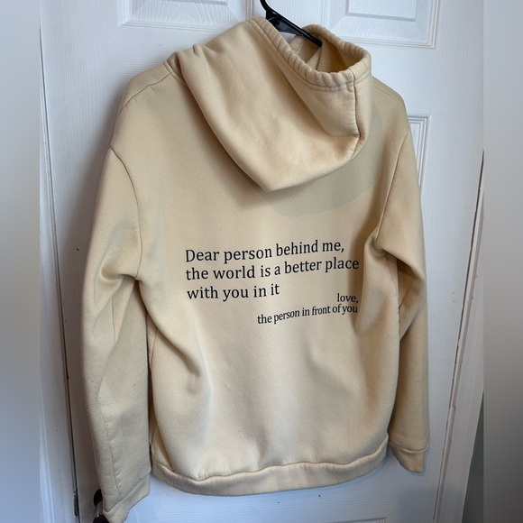 You are enough beige hooded sweater xs oversized baggy fall streetwear - Picture 2 of 7